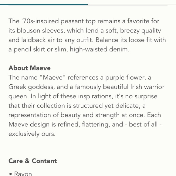 Anthropologie Nikki Peasant Blouse by Maeve - Picture 6 of 7